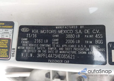 2017 Kia Forte Lx/S from USA, damaged, VIN 3KPFL4A75HE085621